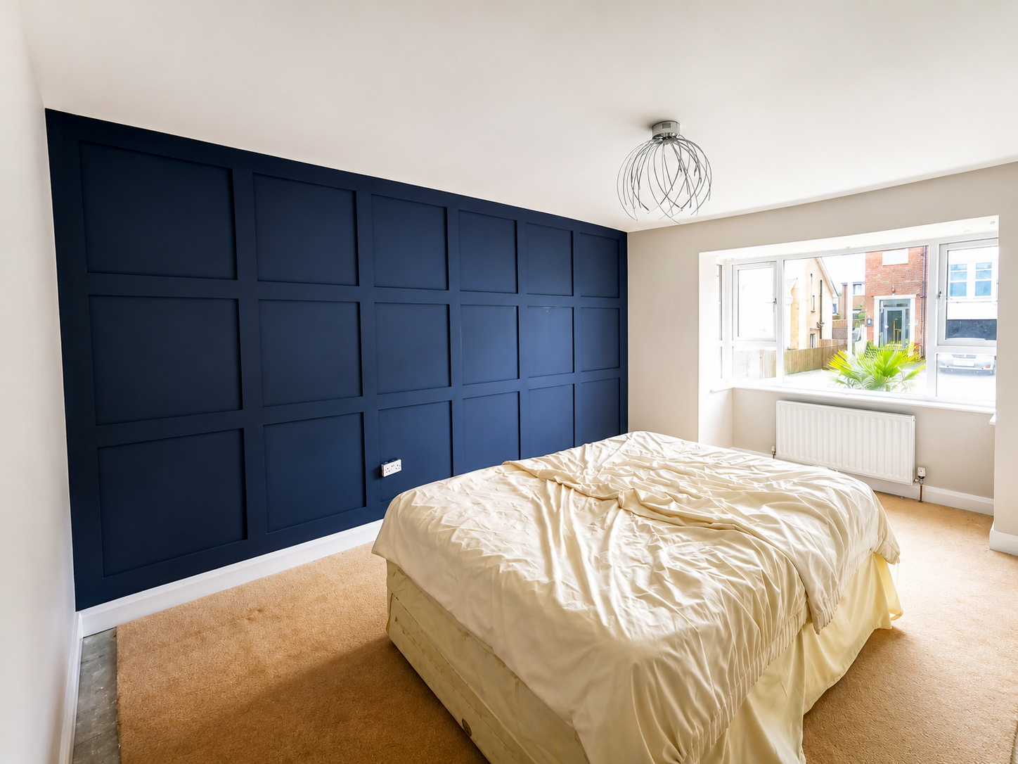 Bedroom feature wall panelling