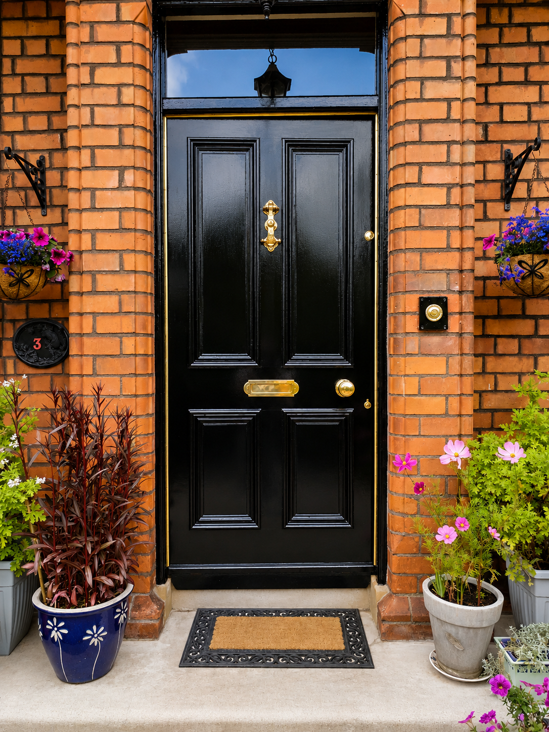 Front door in Dulux Black gloss — Bangor