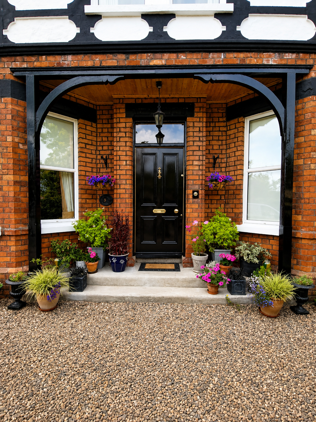 Front door and porch in Dulux Black gloss — Bangor
