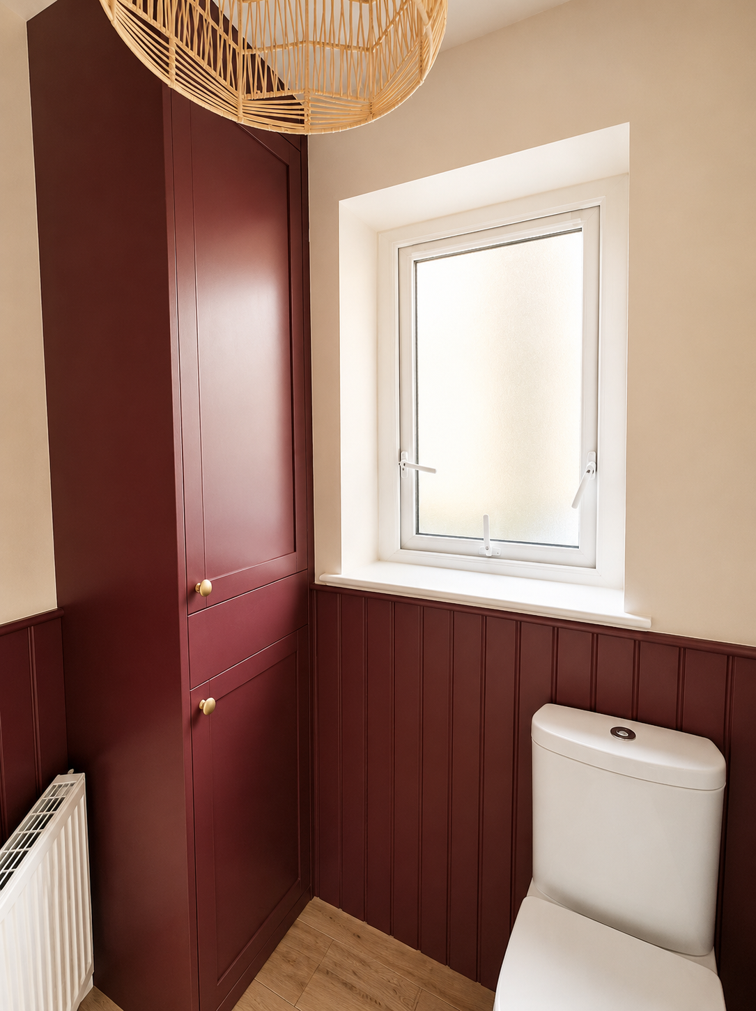Finished cloakroom — walls and panelling