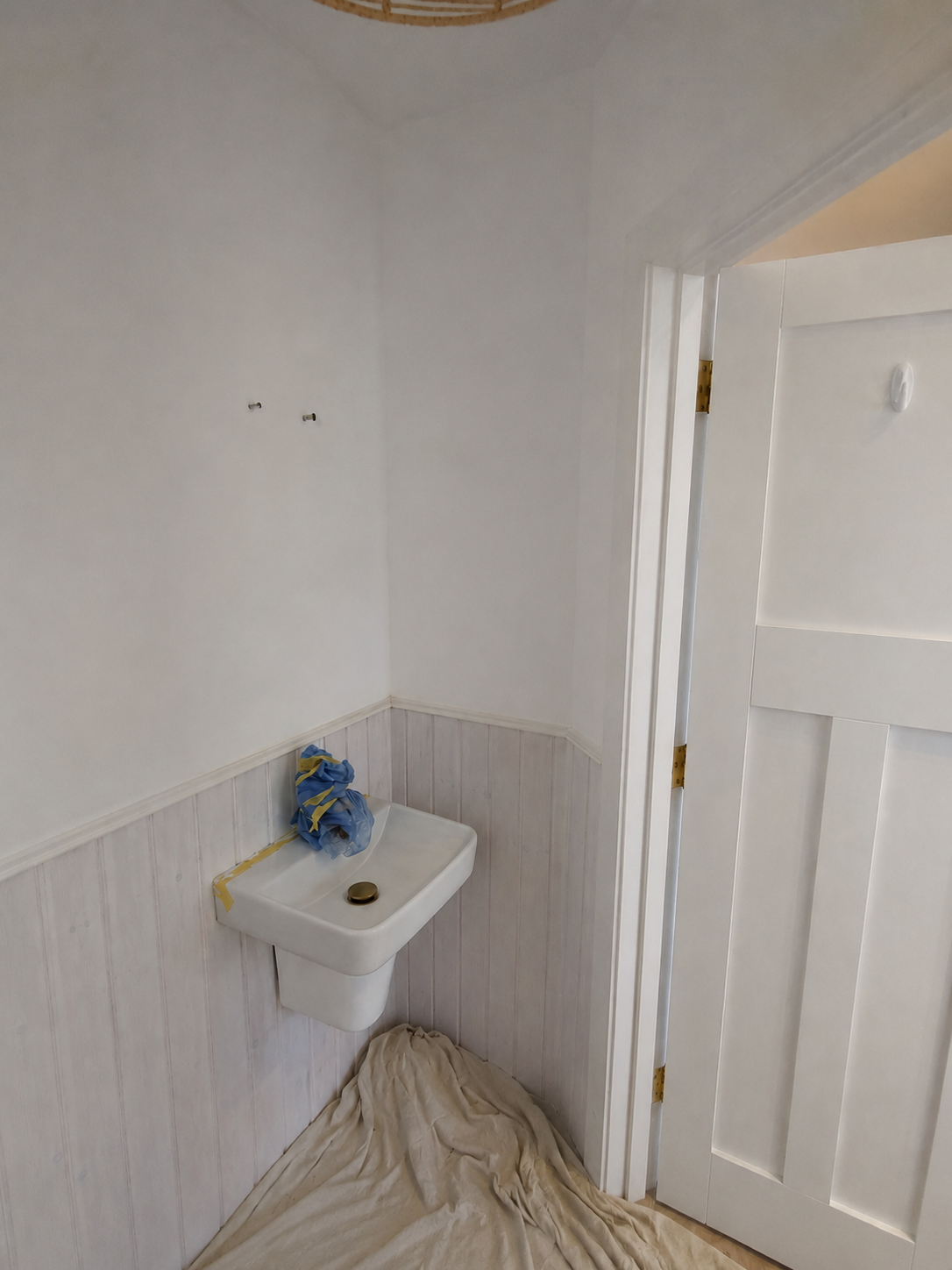 Cloakroom preparation — ready for painting